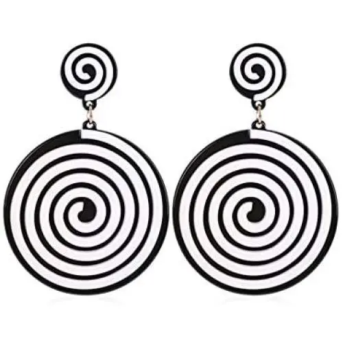JOYID Fashion White Black Round Dangle Earrings Acrylic Simpleism Geometric Drop Earrings for Women JOYID Fashion White Black Round Dangle Earrings Acrylic Simpleism Geometric Drop Earrings for Women
