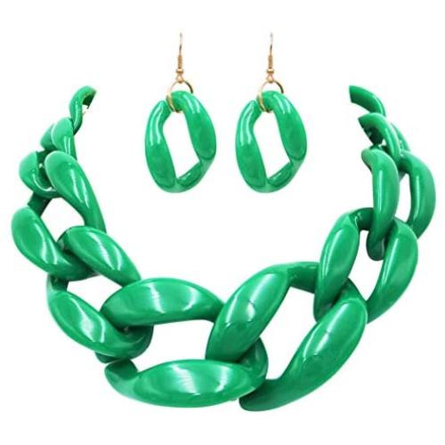 Rosemarie Collections Womens Chunky Link Chain Statement Necklace Set