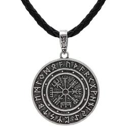 MLARK Handcrafted Norse Vikings Runes Amulet Pendant Celtic Pagan Pewter Viking Talisman Gift Necklace Jewelry for Men Unisex