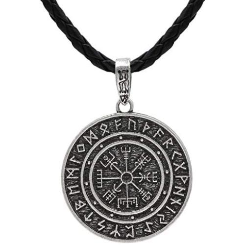MLARK Handcrafted Norse Vikings Runes Amulet Pendant Celtic Pagan Pewter Viking Talisman Gift Necklace Jewelry for Men Unisex