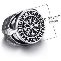 Elfasio Men Stainless Steel Rings Viking Valknut Vegvisir Pirate Compass Norse Symbol Vintage Jewelry Size 8-13