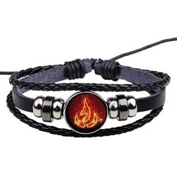 Avatar The Last Airbender Fire Nation Logo Black Leather Bracelet Anime Jewelry Aang Prince Zuko Cosplay Accessories