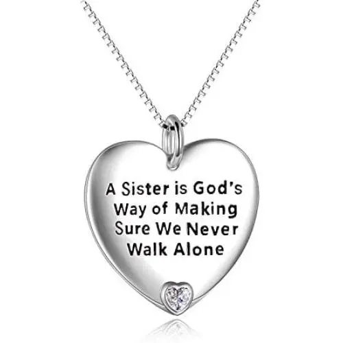 YFN Sister Gifts from Sister, Sterling Silver Sister Pendant Necklace Jewelry, Birthday Jewelry Gift Necklaces for Sisters YFN Sister Gifts from Sister, Sterling Silver Sister Pendant Necklace Jewelry, Birthday Jewelry Gift Necklaces for Sisters