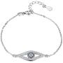 TONGZHE Blue Evil Eye Link Bracelet in Sterling Silver 925 with Cubic Zirconia CZ and 6.5''+1'' Cable Chain