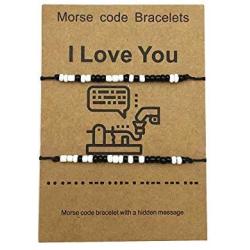 QIDIAN I Love You Morse Code Bracelet Couples Matching Bracelets for Him and Her Boyfriend and Girlfriend Mother and Daughter Jewelry