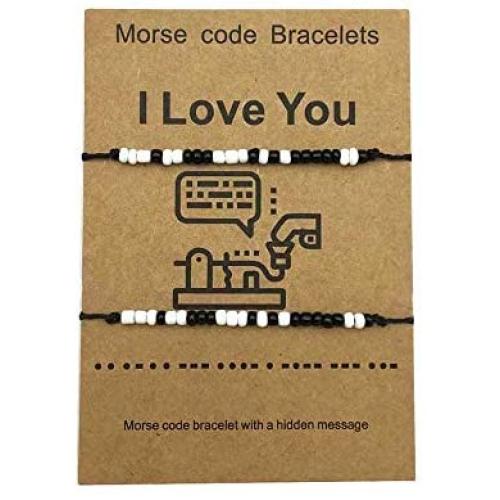 QIDIAN I Love You Morse Code Bracelet Couples Matching Bracelets for Him and Her Boyfriend and Girlfriend Mother and Daughter Jewelry