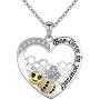 Sterling Silver Forever Love Cute Animal Love Heart Necklace Ring Earrings for Women Graduation Gift