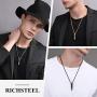 Richsteel Mens Skull/Skull Bullet/Devil Demon Pendant Necklace Stainless Steel/18K Gold Plated Punk Gothic Jewelry(with Gift Box)