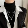 HXQ 2Pcs Cross Stainless Steel Pendant Necklace Long Chain Punk Multilayer Choker Necklace for Women Man Girls