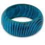 NOVICA Turquoise Blue Wide Mango Wood Bangle Bracelet Hand Painted Ocean Empress, 7.75''