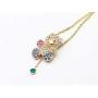 Gold Plated Cute CZ Teddy Bear Pendant Necklace and Earrings Jewelry Set for Girls Gift