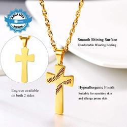 PROSTEEL Baseball Design Cross Pendant Necklace for Men Women, Black/Gold Plated Stainless Steel, Custom Name Number, 22''-24'' Adjustable, Come Gift Box