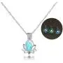 3 Colors Glow in The Dark Necklace Steampunk Hollow Pendant with Chain for Women (Lotus)