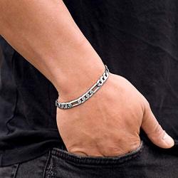 LIFETIME JEWELRY 7mm Figaro Chain Bracelet 24k Gold Plated for Men and Women