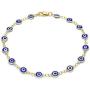 GM Jewelry 18K Womens Gold Plated Blue Evil Eye Bracelet Clasp 10 Inch