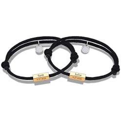 Mutual Attraction Rope Braided Couple Bracelets Charm Pendants with Magnetic Bells 2 PCS Gift Jewelry Set for Women Men …