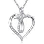 Infinity Cross Forever Love Heart Necklace Diamond Cut Round Austria Cubic Zirconia 925 Sterling Silver Fine Jewelry for Women Wedding Engagement Valentine Christmas Gift