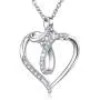 Infinity Cross Forever Love Heart Necklace Diamond Cut Round Austria Cubic Zirconia 925 Sterling Silver Fine Jewelry for Women Wedding Engagement Valentine Christmas Gift
