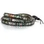 MOWOM Layered Bracelets for Women Men Boys Girls Genuine Leather Bracelet Rope Bangle Cuff Crystal Gemstone Bohemian Style & Beads Braided 3/5 Wraps Adjustable Handmade Jewelry Gifts