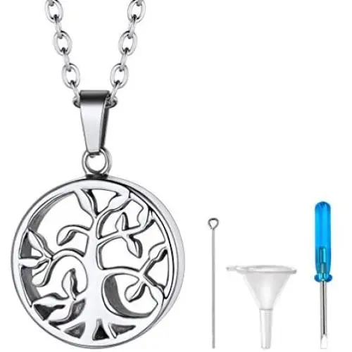 PROSTEEL Always in My Heart, Perfume Locket, Hair Locket, Ashes Urn Necklace, Custom Text Available, Memorial Keepsake Jewelry (with Fill Kit)