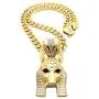 BLINGFACTORY Hip Hop Iced Egyptian Anubis Pendant & 9mm 18'' Link Chain Necklace