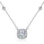 SBLING Platinum Plated Cubic Zirconia/Swarovski Cushion Shape Halo Pendant Necklace/Earrings- Gifts for Women/Girls