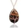 Natural Gemstone Teardrop Pendant Wire Wrapped Tree of Life Necklace Healing Crystals Reiki Chakra Jewelry for Women