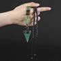 Top Plaza Natural Stone Healing Crystal Triangle Pointed Gemstone Pendant Necklace Crescent Moon Jewelry Adjustable Lava Rock Beads Necklaces for Women Men