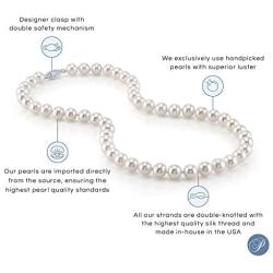 White Akoya Cultured Pearl Set for Women Includes 18” Necklace and Stud Earrings with 14K Gold in AAA Quality - THE PEARL SOURCE