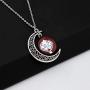 BEKECH Jack and Sally Nightmare Before Christmas Movie Lovers Gift Jack and Sally Crescent Moon Pendant Necklace Set for Couple Remembrance Love Gift&