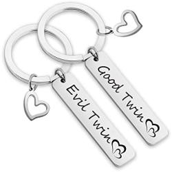 Twin Jewelry Set of 2 Good Twin Evil Twin Keychain Sister Brother Gift Cross Keychain for Twins(Good Evil Twin-KR)