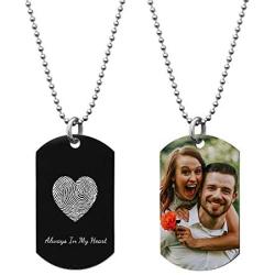 Personalized Fingerprint Photo Engraving Custom Dog Tag Key Chain or Necklace 24 in