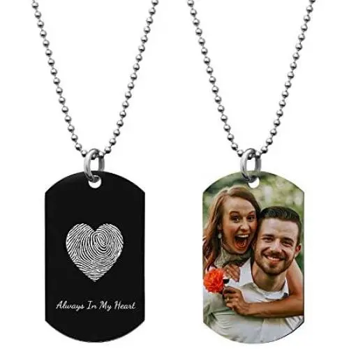 Personalized Fingerprint Photo Engraving Custom Dog Tag Key Chain or Necklace 24 in Personalized Fingerprint Photo Engraving Custom Dog Tag Key Chain or Necklace 24 in
