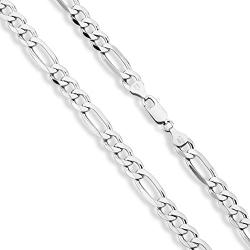 Miabella 925 Sterling Silver Italian 7mm Solid Diamond-Cut Figaro Link Chain Necklace for Men, 18, 20, 22, 24, 26, 30 Inches