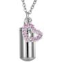 HooAMI Cremation Jewelry for Ashes CZ Crown Heart Charm Memorial Urn Necklace/Keychain Keepsake Pendant