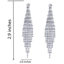 CHRAN Silver Teardrop Crystal Long Tassels Dangle Earrings Sparkling Rhinestone Ladies Gifts