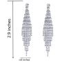 CHRAN Silver Teardrop Crystal Long Tassels Dangle Earrings Sparkling Rhinestone Ladies Gifts
