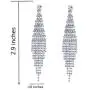 CHRAN Silver Teardrop Crystal Long Tassels Dangle Earrings Sparkling Rhinestone Ladies Gifts