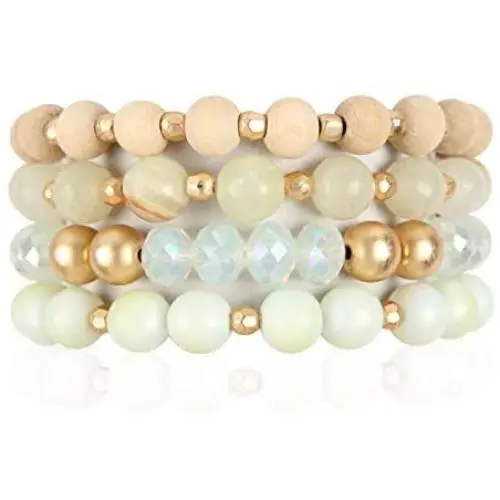 Bohemian Natural Stone Beaded Multi Layer Stacking Statement Bracelets - Sparkly Crystal, Wood, Tassel Charm Stretch Prayer Cuff Bangle Set Bohemian Natural Stone Beaded Multi Layer Stacking Statement Bracelets - Sparkly Crystal, Wood, Tassel Charm Stretch Prayer Cuff Bangle Set