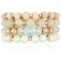 Bohemian Natural Stone Beaded Multi Layer Stacking Statement Bracelets - Sparkly Crystal, Wood, Tassel Charm Stretch Prayer Cuff Bangle Set