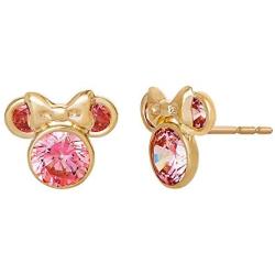 Disney Minnie Mouse 10K Gold Birthstone Stud Earrings,