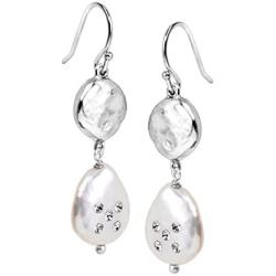 Silpada Bold As Ice 14-14.5 mm Grey Freshwater Cultured Pearl Drop Earrings with Crystals in Sterling Silver
