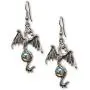 Gothic Dragon Dangle Earrings Silver Finish Pewter Mystical Jewelry