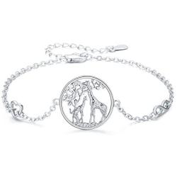 Animal Bracelet for Women 925 Sterling Silver Giraffe Bracelet/Flamingo Bracelet Infinity Love Heart Adjustable Chain for Mom Girlfriend Mothers Day