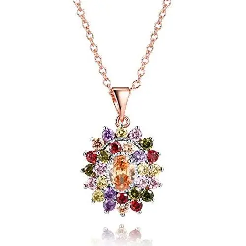 JIANGYUE Multicolor AAA Grade Cubic Zirconia Rhodium Rose Gold Plated Multi-Stone Ring for Women Girl Party Club Fashion Jewelry Size 5 6 7 8 9 10