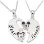 Disney Classic Mickey and Minnie Mouse Jewelry for Women, Silver Plated Brass Best Friends Set of Two Breakaway Pendant Necklaces Disney Classic Mickey and Minnie Mouse Jewelry for Women, Silver Plated Brass Best Friends Set of Two Breakaway Pendant Necklaces