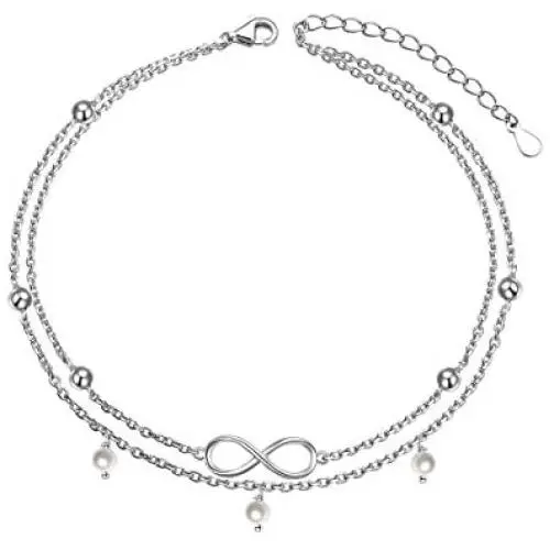 Flyow Anklet for Women S925 Sterling Silver Adjustable Foot Beaded Heart Charm Ankle Bracelet Anklets Jewelry Flyow Anklet for Women S925 Sterling Silver Adjustable Foot Beaded Heart Charm Ankle Bracelet Anklets Jewelry