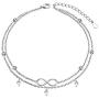 Flyow Anklet for Women S925 Sterling Silver Adjustable Foot Beaded Heart Charm Ankle Bracelet Anklets Jewelry