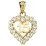Elegant 10k Yellow Gold Quinceanera Open Heart Charm Pendant Necklace with Cubic Zirconia