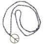 KELITCH Peace Sign Pendant Necklace for Women Men Hand Knotted Crystal Beaded Long Strand Necklace Handmade Gift